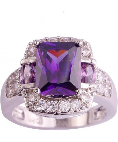 925 Sterling Silver Created Pink Topaz Filled Halo Promise Ring Purple $4.23 Rings