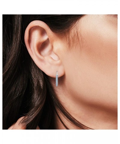 Huggie Hoop Earrings Round Simulated Cubic Zirconia 925 Sterling Silver Choose Color Simulated Aquamarine CZ $14.49 Earrings