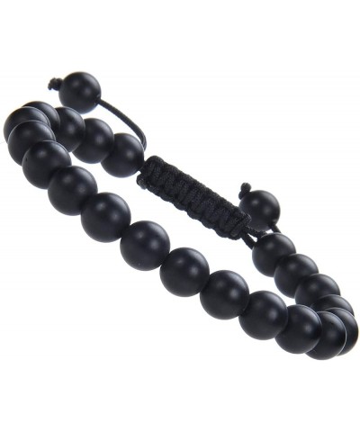 Natural Healing Power Gemstone Crystal Beads Unisex Adjustable Macrame Bracelets Matte Onyx 8mm $14.45 Bracelets