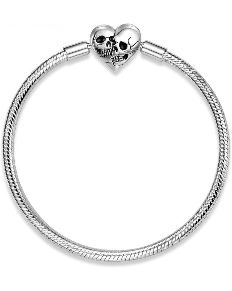 Skull Snake Bracelet Fits For Women Bead Charms 925 Sterling Silver Basic Snake Charm Bracelet with Skull Charm for Women Mot...