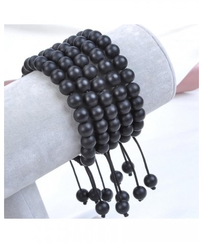 Natural Healing Power Gemstone Crystal Beads Unisex Adjustable Macrame Bracelets Matte Onyx 8mm $14.45 Bracelets