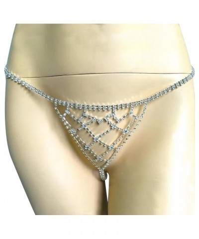 Full Rhinestone Tassel Waist Chain Thong Panties Luxury Crystal Mesh Chain Thong Panties Summer Beach Festival Rave G String ...