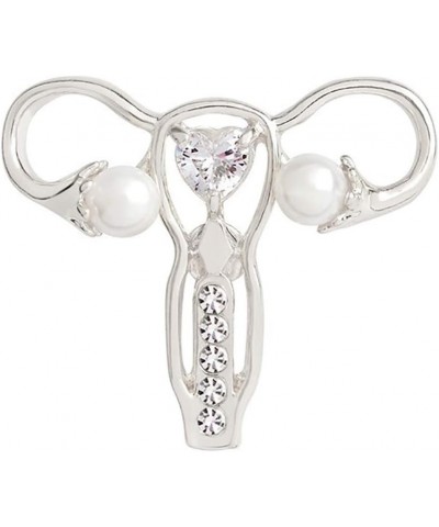 Body Organ Uterus Pattern Brooch Pin Rhinestone Badge Clothing Jacket Jewery Decor Silver $2.96 Brooches & Pins