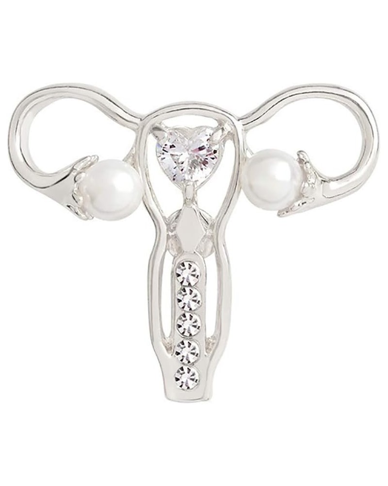 Body Organ Uterus Pattern Brooch Pin Rhinestone Badge Clothing Jacket Jewery Decor Silver $2.96 Brooches & Pins