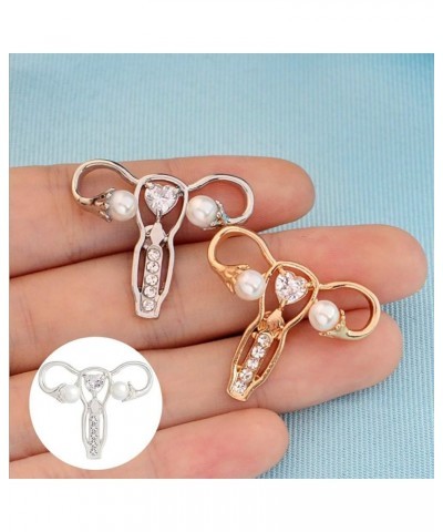 Body Organ Uterus Pattern Brooch Pin Rhinestone Badge Clothing Jacket Jewery Decor Silver $2.96 Brooches & Pins