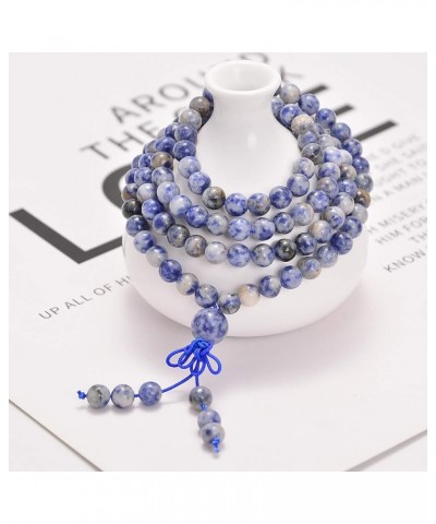 6mm Natural Healing Gemstones Buddhist 108 Prayer Mala Stretchy Bracelet Necklace Blue Spot Jasper $8.27 Bracelets