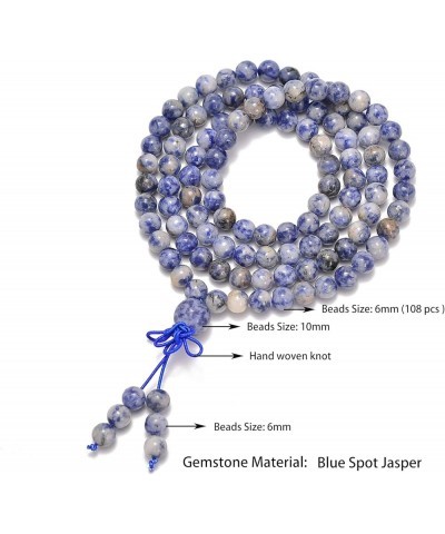 6mm Natural Healing Gemstones Buddhist 108 Prayer Mala Stretchy Bracelet Necklace Blue Spot Jasper $8.27 Bracelets