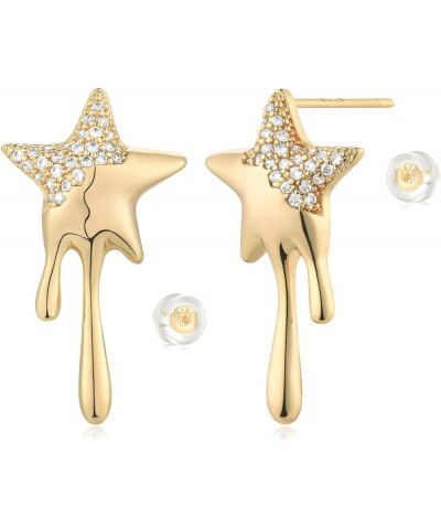 Women Earrings Gold Stud 14K Gold Filled Small Simple Hypoallergenic Summer Beach Everyday Jewelry Dripping Star $10.79 Earrings