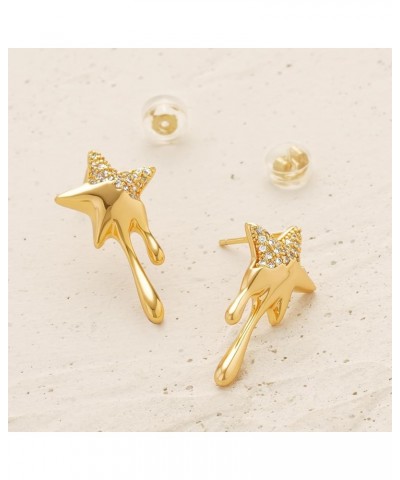 Women Earrings Gold Stud 14K Gold Filled Small Simple Hypoallergenic Summer Beach Everyday Jewelry Dripping Star $10.79 Earrings