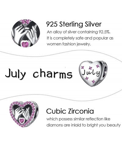 Love Heart Birthstone Charms 925 Sterling Silver with Cubic Zirconia Dangle Women's Bead Charms fit Bracelets and Necklaces B...