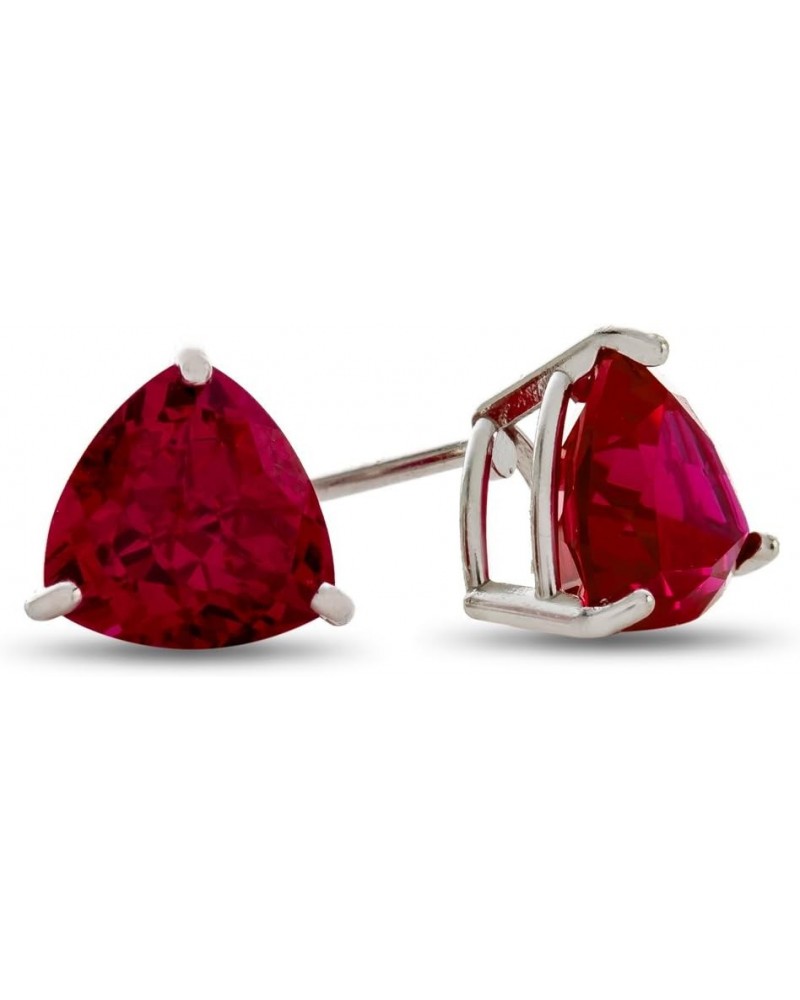 Solid 10k White Gold or 7x7mm Trillion Post-With-Friction-Back Stud Earrings Created Ruby White Gold $52.90 Earrings