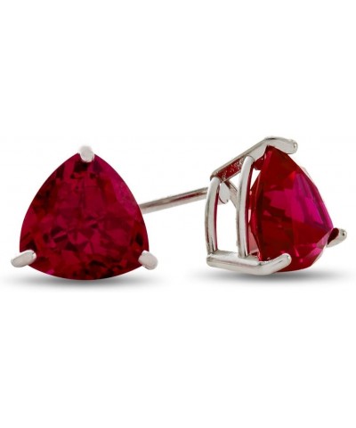 Solid 10k White Gold or 7x7mm Trillion Post-With-Friction-Back Stud Earrings Created Ruby White Gold $52.90 Earrings