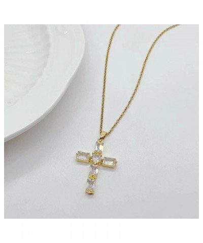 Cross Necklace for Women Gold Chain Necklace for Men Chunky Rhinestone Cross Necklace Layered Cross Pendant Necklaces Birthda...