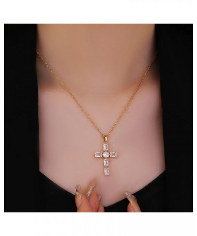 Cross Necklace for Women Gold Chain Necklace for Men Chunky Rhinestone Cross Necklace Layered Cross Pendant Necklaces Birthda...