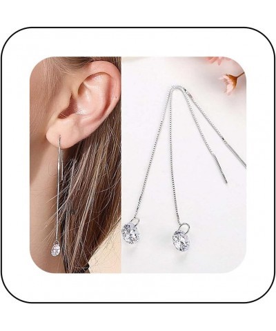 Boho Crystal Tassel Threader Earrings Silver Bar Tassel Drop Earrings Vintage Cz Chain Earrings Rhinestone Linear Drop Earrin...