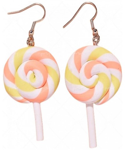 2 Pairs Handmade Rainbow Lollipop Earrings Set for Women Teen Girls Polymer Clay Delicate Sweet Colorful Simulated Swirl Cand...