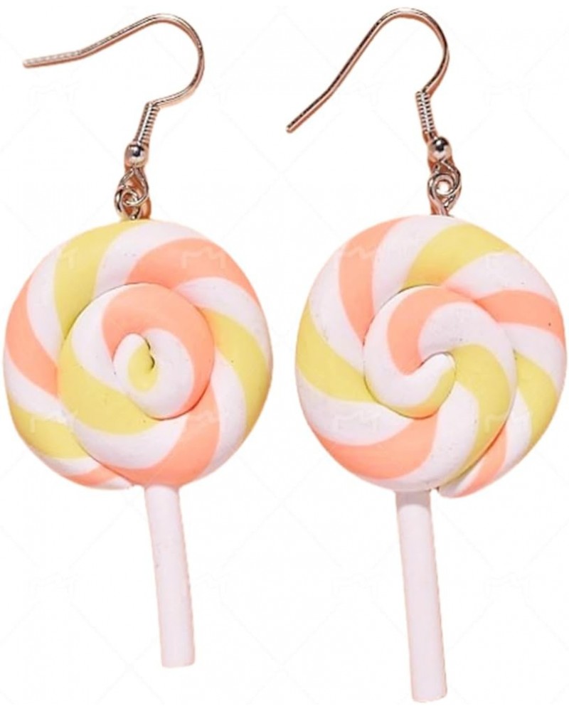 2 Pairs Handmade Rainbow Lollipop Earrings Set for Women Teen Girls Polymer Clay Delicate Sweet Colorful Simulated Swirl Cand...