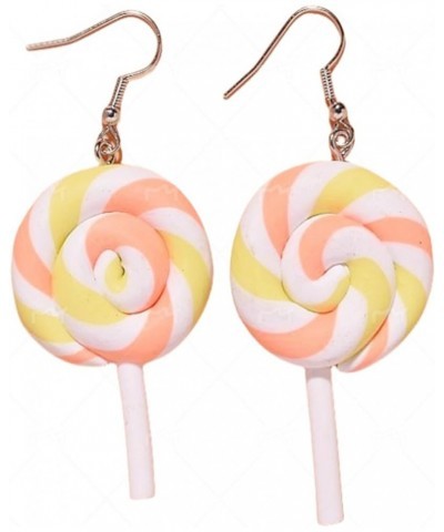 2 Pairs Handmade Rainbow Lollipop Earrings Set for Women Teen Girls Polymer Clay Delicate Sweet Colorful Simulated Swirl Cand...