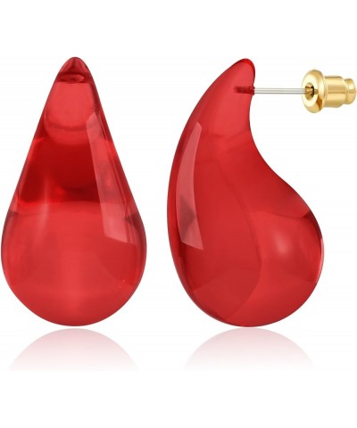 Waterdrop Earrings for Women Four Color Teardrop Earrings Chunky Earrings Dupes Earrings Perfect Teardrop Jewelry Gift. Red T...