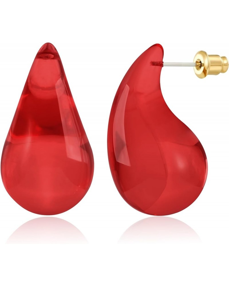 Waterdrop Earrings for Women Four Color Teardrop Earrings Chunky Earrings Dupes Earrings Perfect Teardrop Jewelry Gift. Red T...