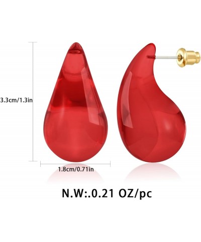 Waterdrop Earrings for Women Four Color Teardrop Earrings Chunky Earrings Dupes Earrings Perfect Teardrop Jewelry Gift. Red T...