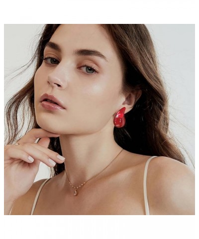 Waterdrop Earrings for Women Four Color Teardrop Earrings Chunky Earrings Dupes Earrings Perfect Teardrop Jewelry Gift. Red T...