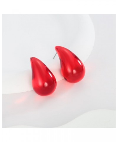 Waterdrop Earrings for Women Four Color Teardrop Earrings Chunky Earrings Dupes Earrings Perfect Teardrop Jewelry Gift. Red T...