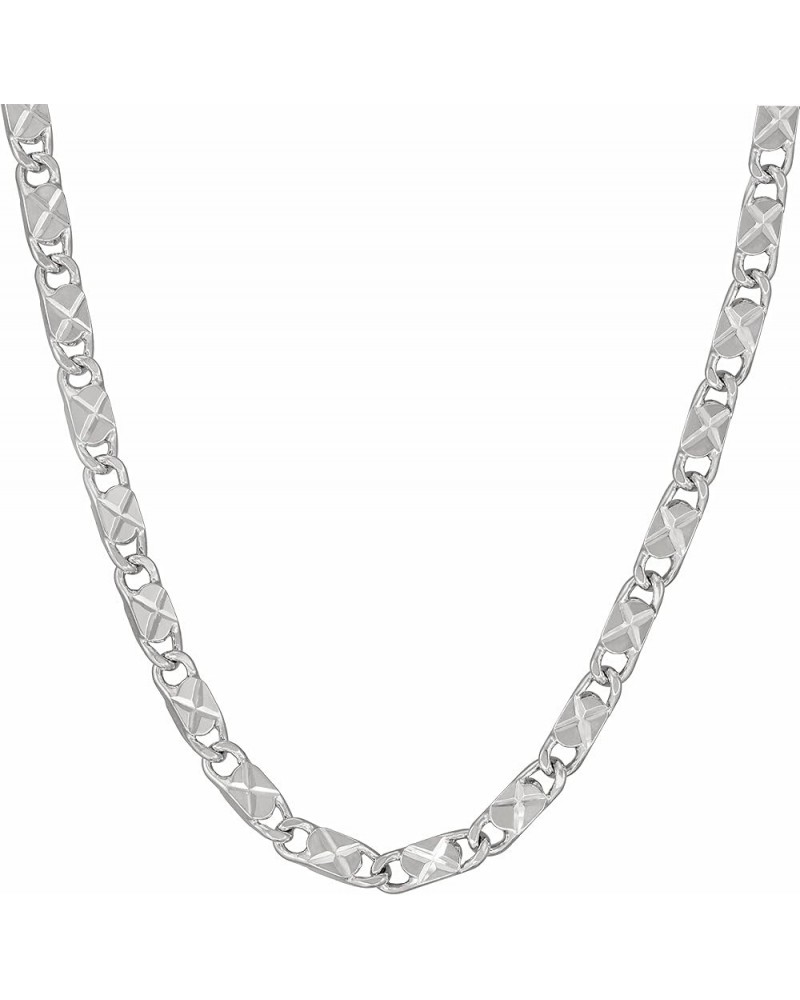 4mm Star Flat Link Chain Necklace 24k Gold Plated for Women Men 22 inches White Gold $29.37 Necklaces