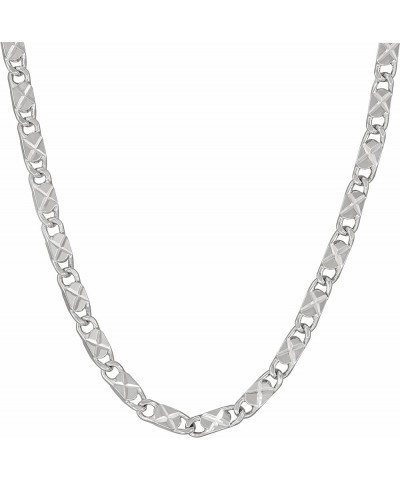 4mm Star Flat Link Chain Necklace 24k Gold Plated for Women Men 22 inches White Gold $29.37 Necklaces