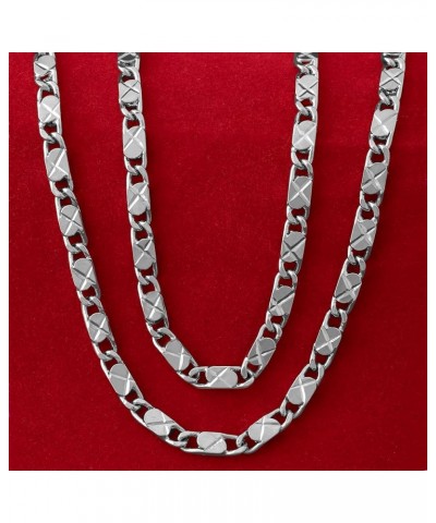 4mm Star Flat Link Chain Necklace 24k Gold Plated for Women Men 22 inches White Gold $29.37 Necklaces