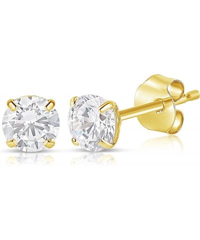 14k Gold AAAAA Cubic Zirconia Earrings Studs | Round Brilliant CZ Studs Real Gold Earrings Yellow Gold | 4.5MM $46.20 Earrings