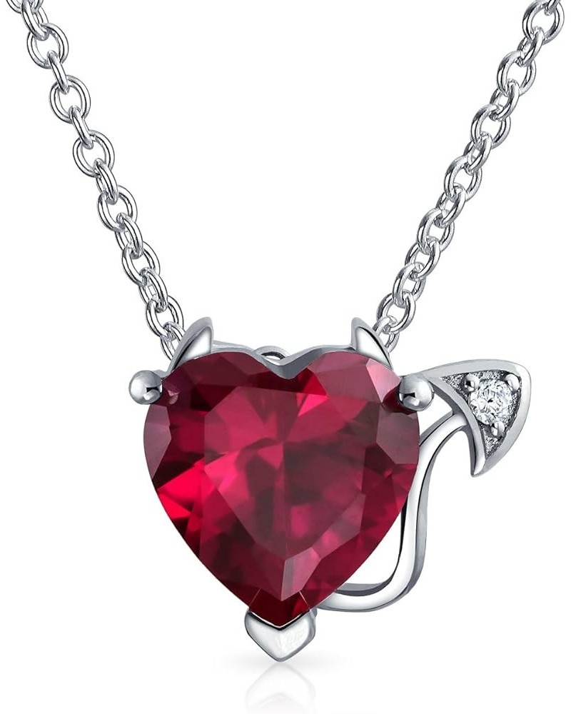 Romantic Cubic Zirconia Red AAA CZ Infinity Sexy Devil Heart Necklace Stud Earring Pendant Jewelry Set For Women Teen Rose Go...