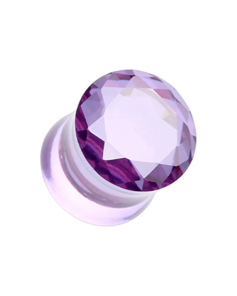 Faceted Crystalline Gem Double Flared WildKlass Ear Gauge Plug (Sold as Pairs) 2 GA Purple $17.35 Body Jewelry