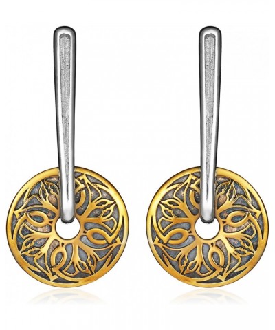 Ethnic Oxidized 18K Gold-plated Sterling Silver Round Drop Earrings for Women $41.14 Earrings