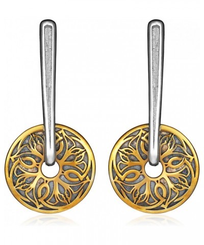 Ethnic Oxidized 18K Gold-plated Sterling Silver Round Drop Earrings for Women $41.14 Earrings