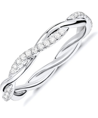 14K Gold Plated Cubic Zirconia Twisted Rope Eternity Band for Women 10 White Gold $13.13 Rings