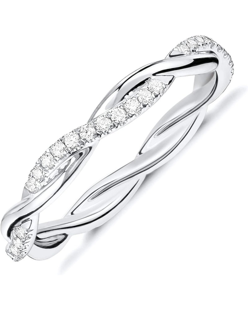 14K Gold Plated Cubic Zirconia Twisted Rope Eternity Band for Women 10 White Gold $13.13 Rings