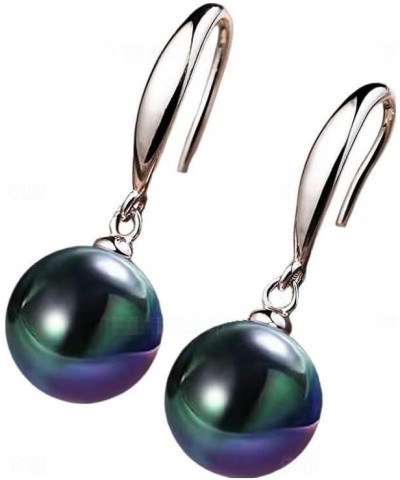 10mm Ocean Pearl Dangle Earrings Natural Shell Beads Drop Earrings Fashion Jewelry for Women 12mm Black Colorful $7.79 Earrings