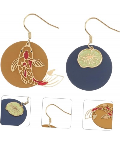 2 Pairs Lotus Leaf Goldfish Earrings Miss Resin Accessories Fashion 4.2x2.5cmx3pcs As Shownx3pcs $8.47 Earrings