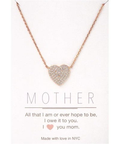 Gift for Mom, Aunt, Grandma - CZ Heart Pendant Necklace in Sterling Silver, Gold Vermeil, Rose Gold Vermeil MOTHER, Rose Gold...