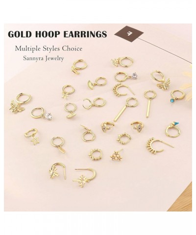 Hoop Earrings for Women - 14K Gold Plated Cubic Zirconia Moon Star Spike Lightning Evil Eye Dangle Huggie Drop Dangle Earring...