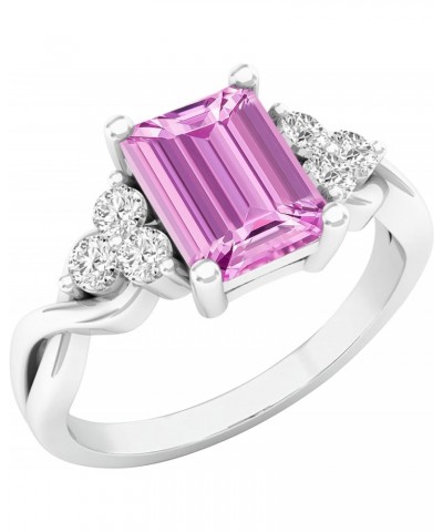 Sterling Silver 8X6 MM Lab Created Pink Sapphire & White Sapphire Engagement Ring, Size 7 $59.06 Rings