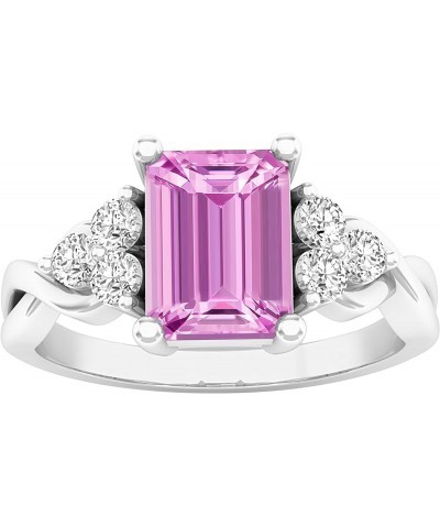 Sterling Silver 8X6 MM Lab Created Pink Sapphire & White Sapphire Engagement Ring, Size 7 $59.06 Rings