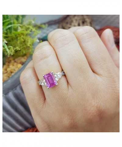 Sterling Silver 8X6 MM Lab Created Pink Sapphire & White Sapphire Engagement Ring, Size 7 $59.06 Rings