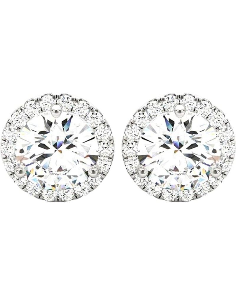 1-5 Carat Round Halo Diamond Earrings 14K Gold Value Collection Screw Back 2.02 Carat 14K White Gold $536.01 Earrings