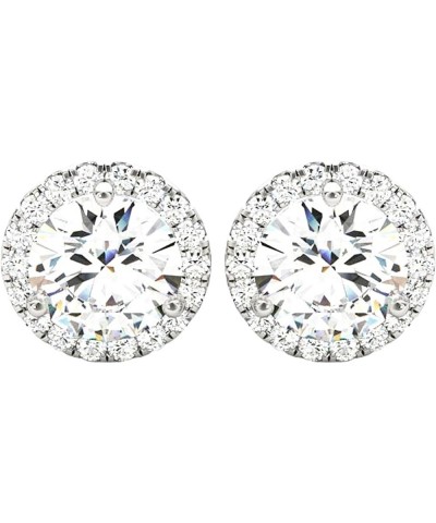 1-5 Carat Round Halo Diamond Earrings 14K Gold Value Collection Screw Back 2.02 Carat 14K White Gold $536.01 Earrings