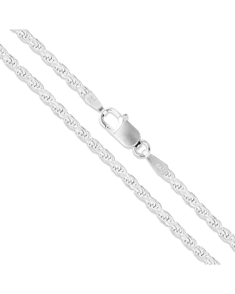 Sterling Silver Diamond-Cut Rope Chain 1.1mm 1.5mm 1.7mm 2mm 2.5mm Solid 925 Italy New Necklace 2.0mm Length 26 Inches $11.84...