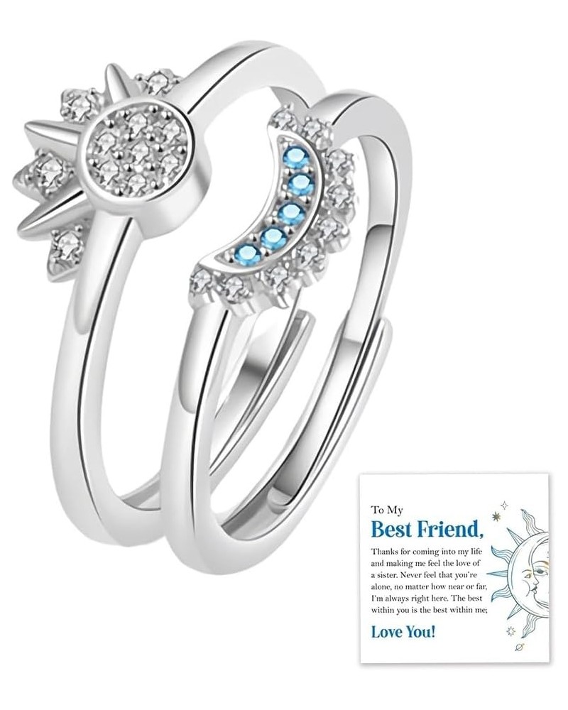 To My Best Friend, I'M Always Right Here Sun And Moon Ring, Sun And Moon Ring Set, Stackable Friendship Promise Ring, Zircon ...