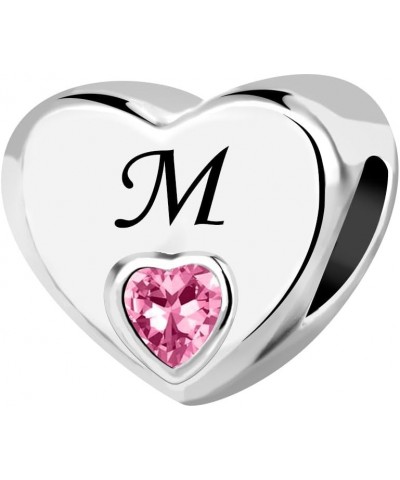 Initial A-Z Letter Love Pink Heart Alphabet Bead Charms Compatible with Pandora Charm Bracelets for Women M $8.33 Bracelets