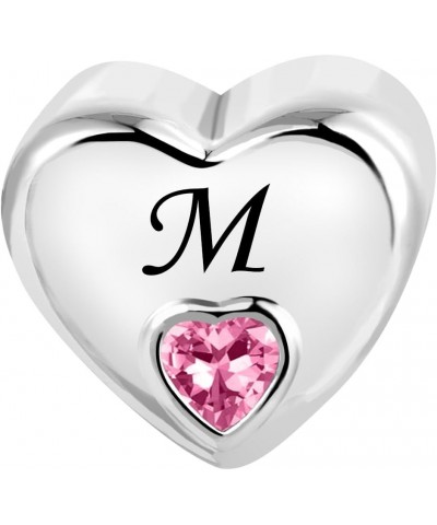 Initial A-Z Letter Love Pink Heart Alphabet Bead Charms Compatible with Pandora Charm Bracelets for Women M $8.33 Bracelets